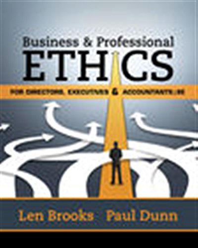 Business Professional Ethics for Directors Executives Accountants 8th by Leonard J Brooks