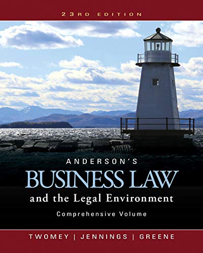 Andersons Business Law and the Legal Environment Comprehensive Volume 8211 23rd